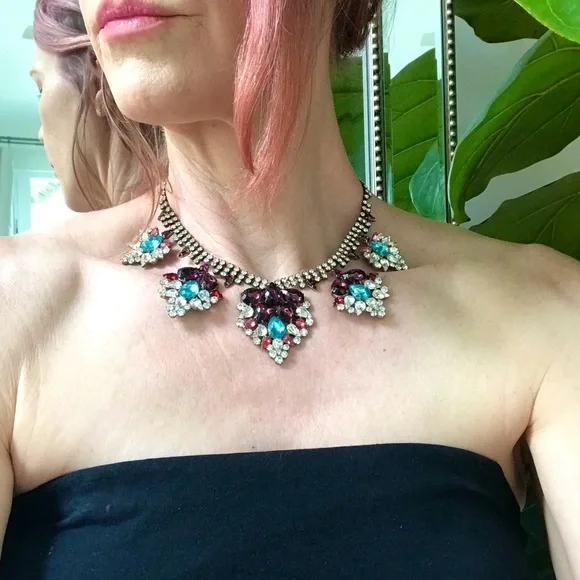 💎Lush Color One of a kind Crystal Rhinestone Necklace - Picture 3 of 13